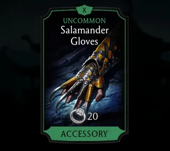 Salamander Gloves, Uncommon Equipment, Accessory, Sorcerer's Tower - MKmobileInfo