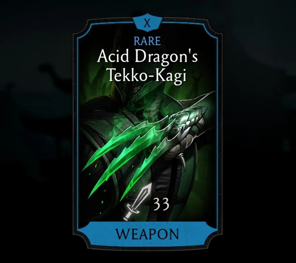 Acid Dragon's Tekko-Kagi, Rare Equipment, Weapon, Sorcerer's Tower - MKmobileInfo